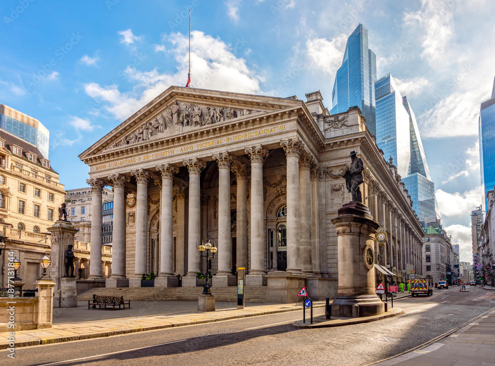 Royal Exchange building in City of London, UK
