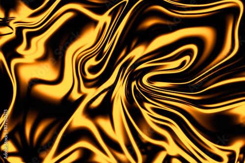 Texture with irregular and liquid shapes in gold color with shadows.