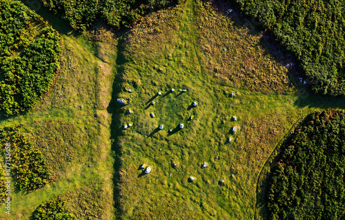 Obraz na płótnie The Druids Circle 4km S of Ulverston, Cumbria. aka Sunbrick, Birkrigg Common. Damaged. Bronze Age double circle. Cremation site. North at 2 o’clock w salonie
