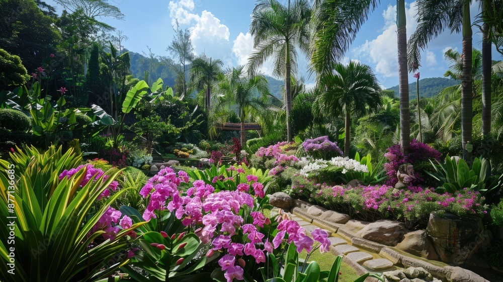 Orchids in a tropical garden, Thailand Orchids in a tropical garden, Thailand