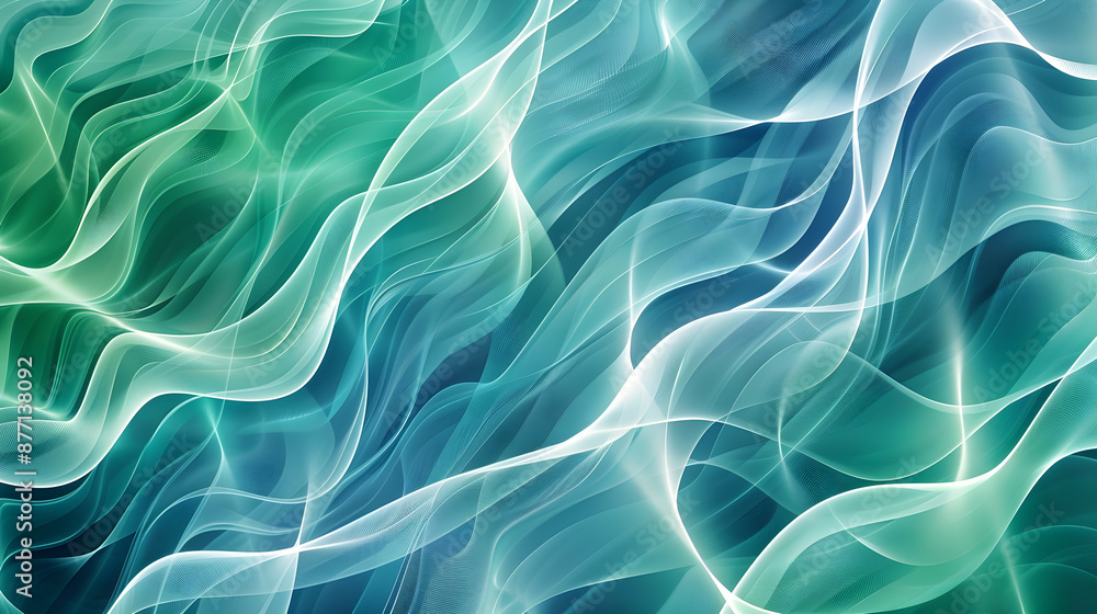 Obraz premium abstract background with curved and wavy lines in blue and green