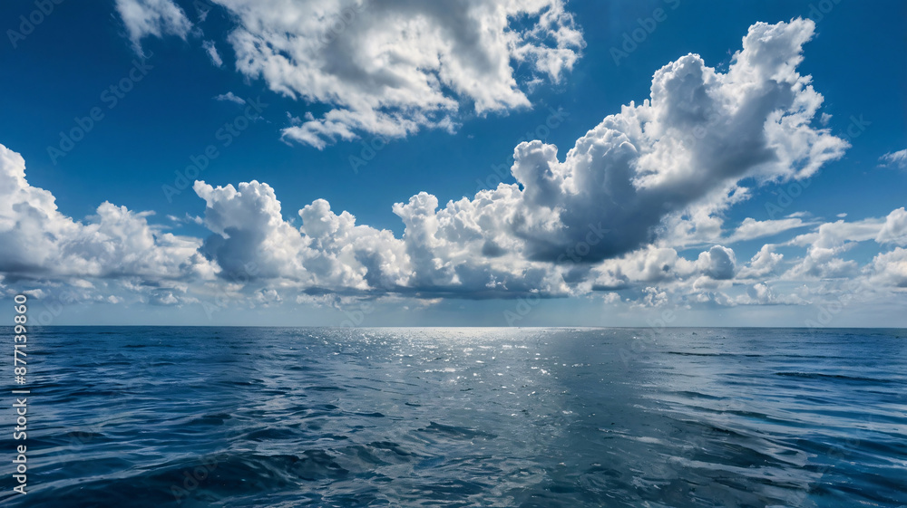 Obraz premium a beautiful blue sea background, blue sea, sea background, sea with white cloud, nature background, water of sea