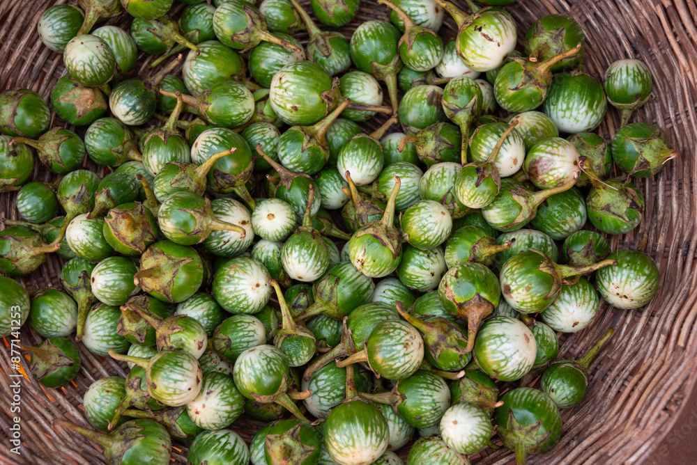 Tropical fruits and vegetables on local street market in Cambodia Tropical fruits and vegetables on local street market in Cambodia