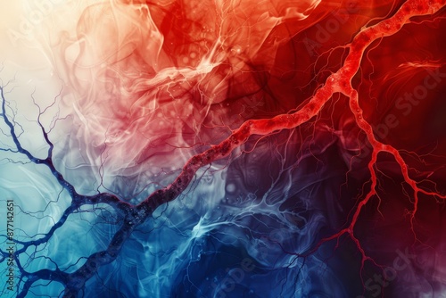 Vibrant and colorful abstract neural network background illustration with interconnected neurons and synapse connections, representing the complexity of biological brain function