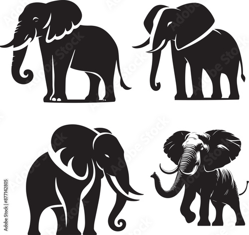 elephant silhouette, elephant icon, elephant vector, 
