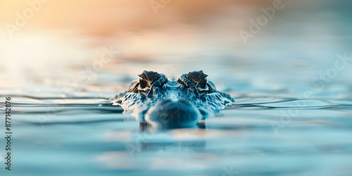 A powerful crocodile in the lake watching for its next prey. Concept Wildlife Photography, Crocodile Behavior, Predator in Nature, Animal Hunting, Lake Ecosystem