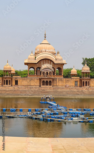 View of the cenotaph of Maharaja Suraj Mal and Kusum Sarovar, Govardhan, Mathura, Uttar Pradesh, India. photo