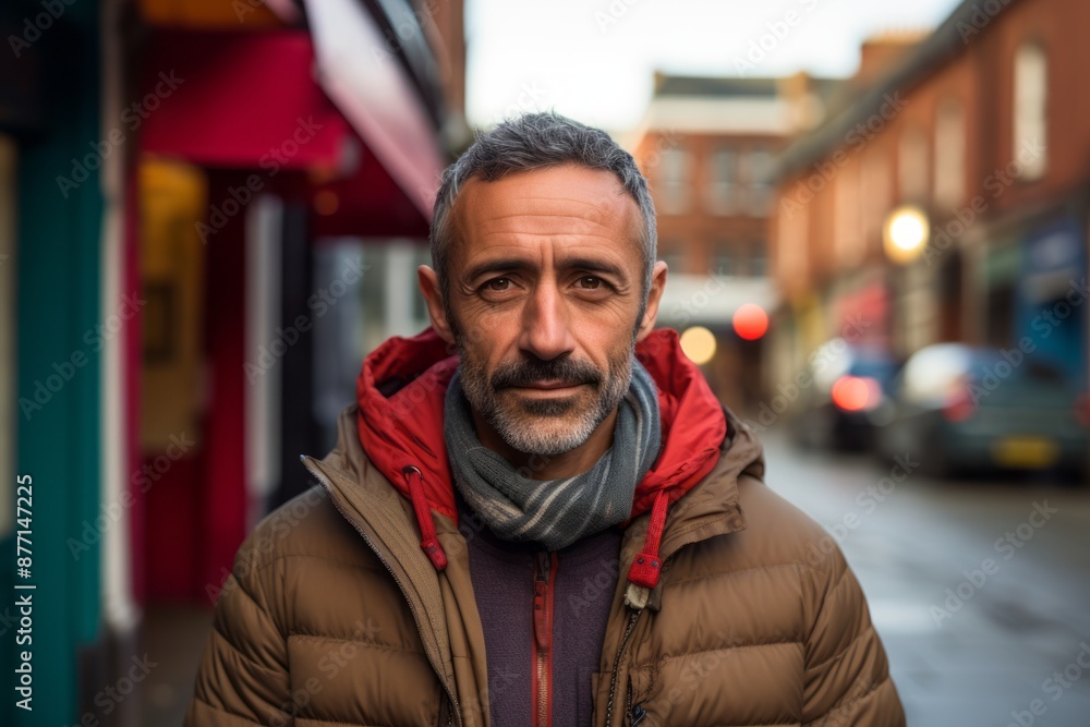 Handsome middle-aged man with beard and mustache in the streets of London Handsome middle-aged man with beard and mustache in the streets of London