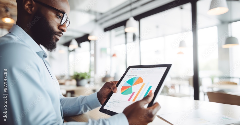 market researcher analyzing data and creating a report, surrounded by charts and graphs, in a minimalist office space, during daytime market researcher analyzing data and creating a report, surrounded by charts and graphs, in a minimalist office space, during daytime