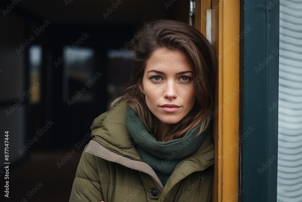 Portrait of a beautiful young woman in a coat and scarf. Portrait of a beautiful young woman in a coat and scarf.