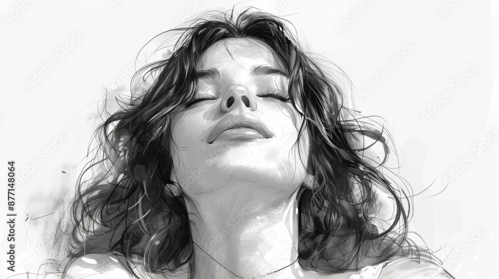 Fototapeta premium Artistic grayscale illustration of a woman