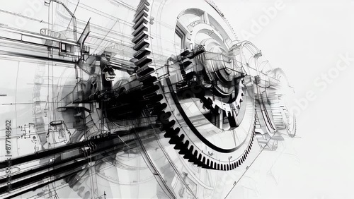 Engineering drawing of mechanism and design background