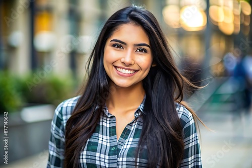 Wallpaper Mural Happy Young Woman Smiling in the City. Torontodigital.ca