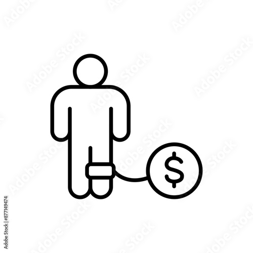 Debt people outline icons, minimalist vector illustration ,simple transparent graphic element .Isolated on white background