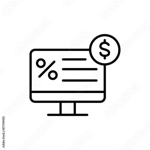 Online Debt outline icons, minimalist vector illustration ,simple transparent graphic element .Isolated on white background