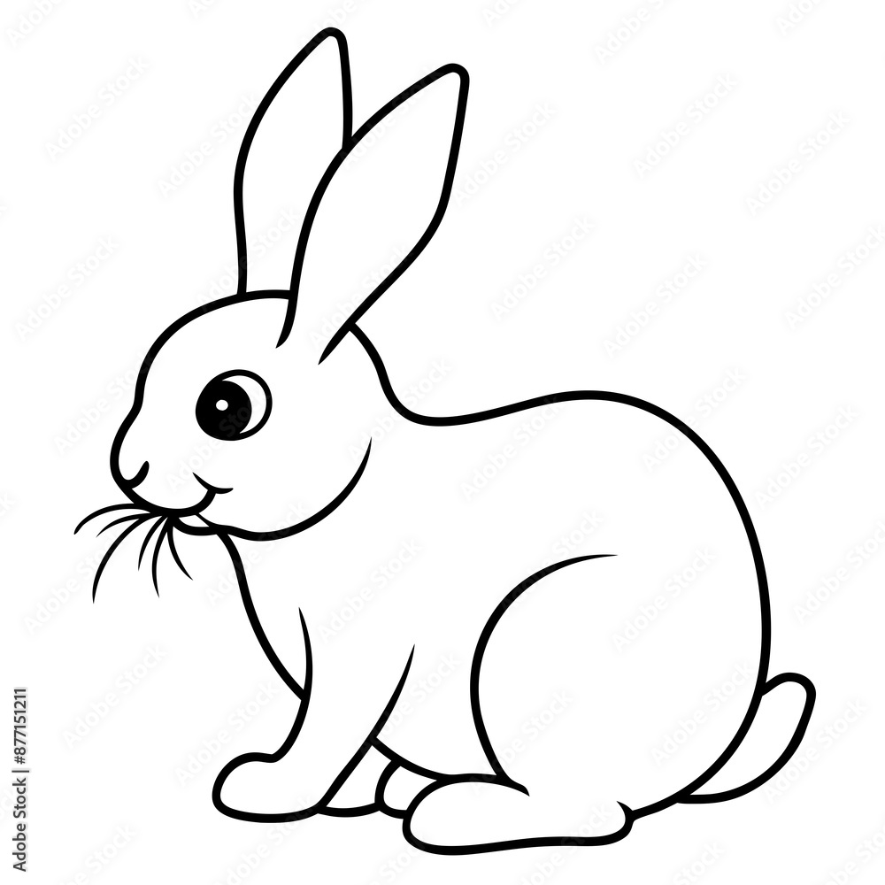 Fototapeta premium Charming Vector Illustration of a Rabbit Eating Grass