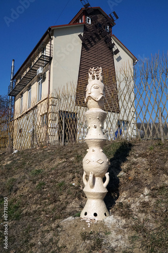 Unusual yard decorations in a Ukrainian village in the area of ​​Kholodny Yar. Ukraine. photo