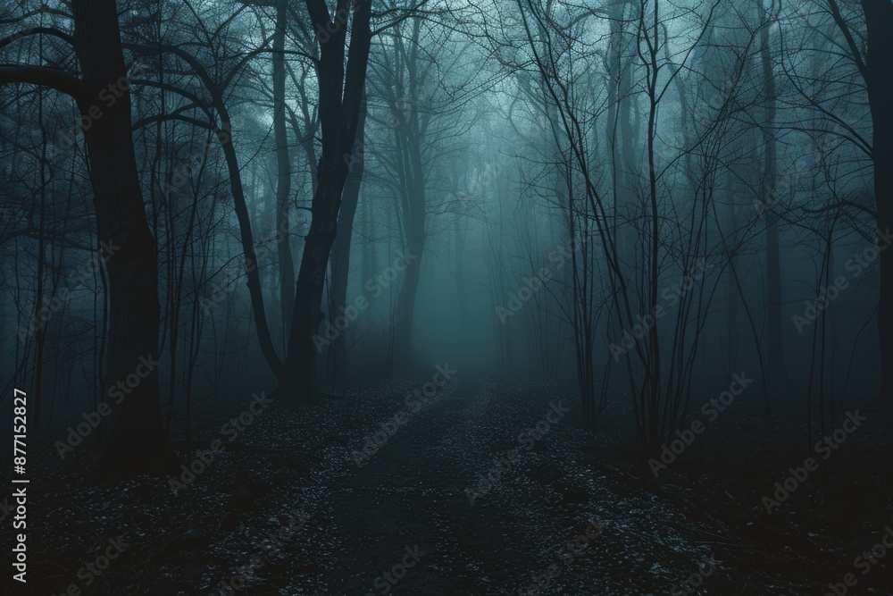 Fototapeta premium A path winding through a dark forest
