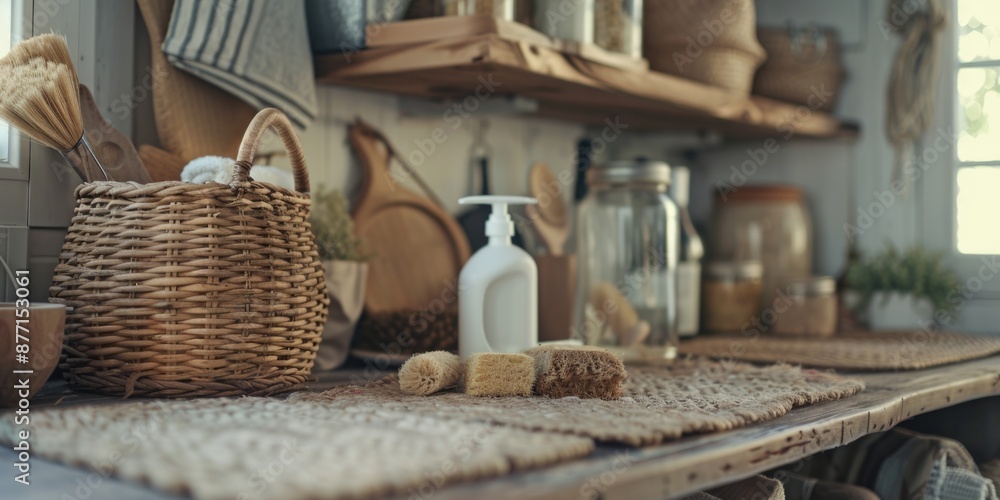 A busy kitchen counter with various items and appliances A busy kitchen counter with various items and appliances