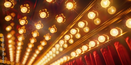 A collection of lights suspended from the ceiling, ideal for decorating events or parties