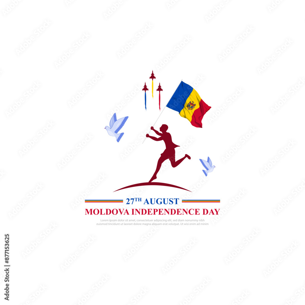 Vector illustration of Moldova Independence Day social media feed template Vector illustration of Moldova Independence Day social media feed template