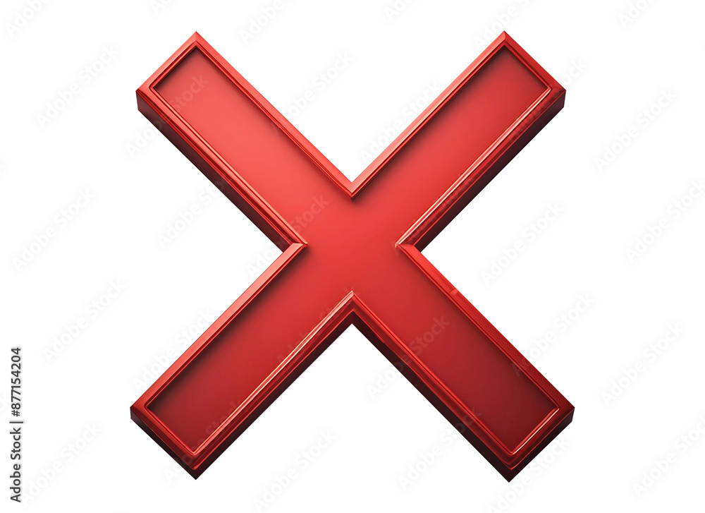 Shiny Red X Sign on Black Surface Shiny Red X Sign on Black Surface