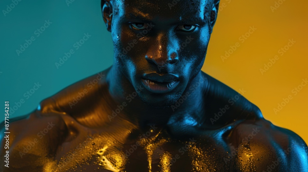 A close-up shot of someone's body painted entirely in black, ideal for use in artistic or conceptual projects A close-up shot of someone's body painted entirely in black, ideal for use in artistic or conceptual projects