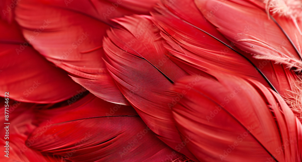 Red feather background, abstract wallpaper. A close up of red feathers on a white backdrop. A colorful texture and space for design. A Valentine's Day concept. Red feather background, abstract wallpaper. A close up of red feathers on a white backdrop. A colorful texture and space for design. A Valentine's Day concept.