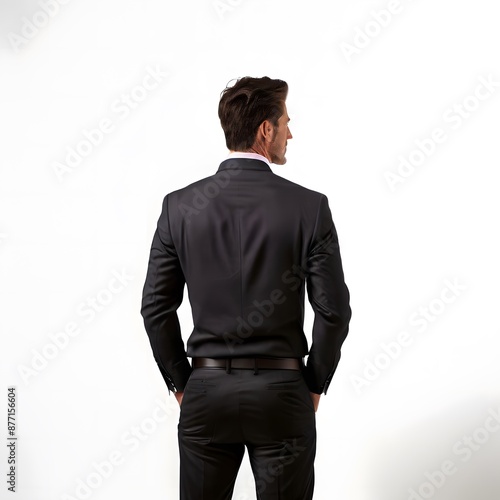 person in a suit on white background