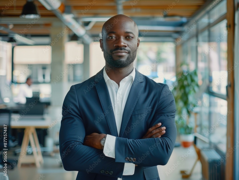 A man in a suit standing with his arms crossed, ready for business A man in a suit standing with his arms crossed, ready for business