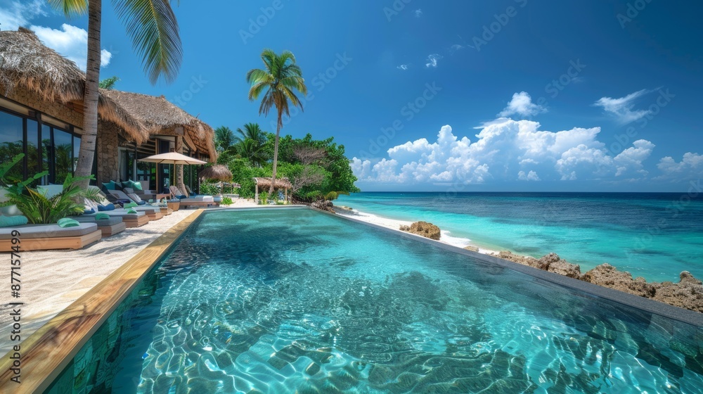 Luxury beachfront resort with infinity pool and ocean view Luxury beachfront resort with infinity pool and ocean view