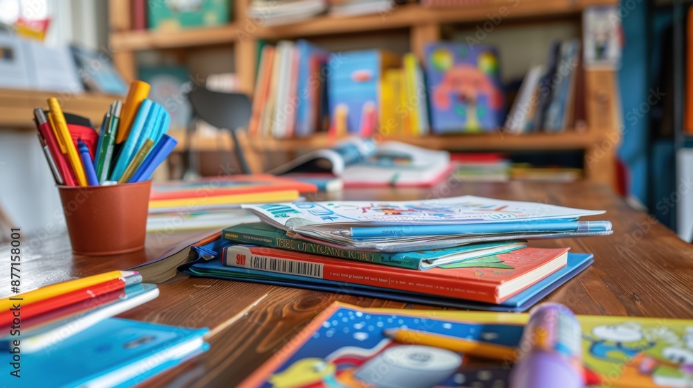 Studying Essentials - Close-up of Educational Books and Resources on Student's Desk Studying Essentials - Close-up of Educational Books and Resources on Student's Desk