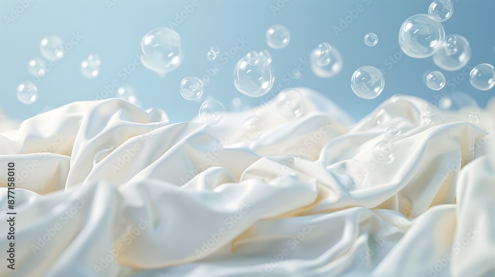 Ethereal Fabric Landscape with Dreamy Bubbles in Serene Ambience Ethereal Fabric Landscape with Dreamy Bubbles in Serene Ambience