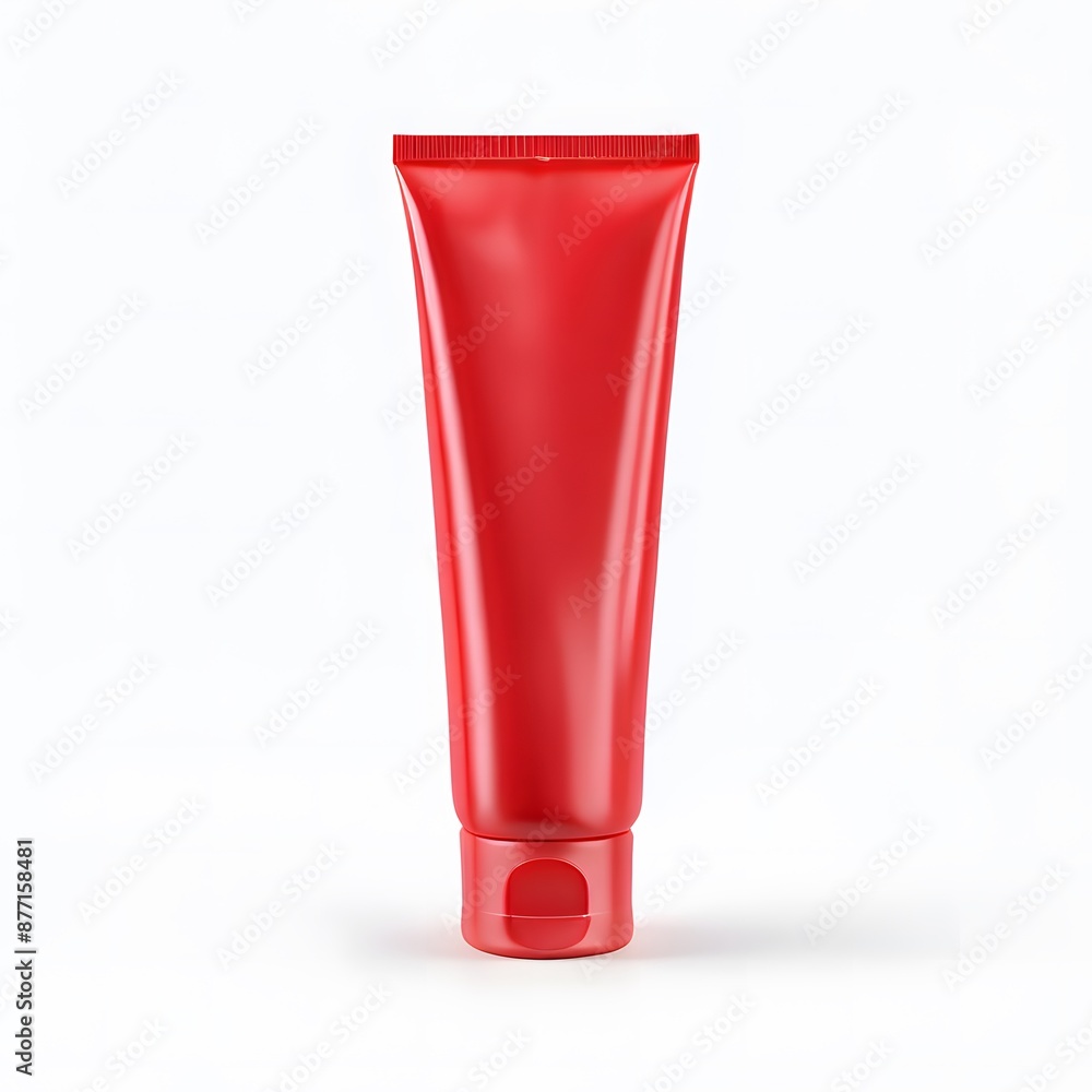 red cosmetic tube isolated on white background red cosmetic tube isolated on white background