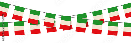 Italy garland flag on white background. Bunting flags for celebration template banner.