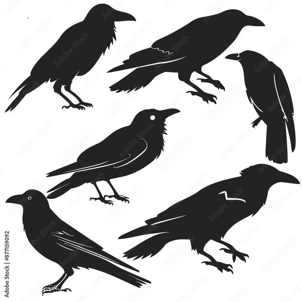 Silhouette of Crow birds. Silhouette of Crow birds.