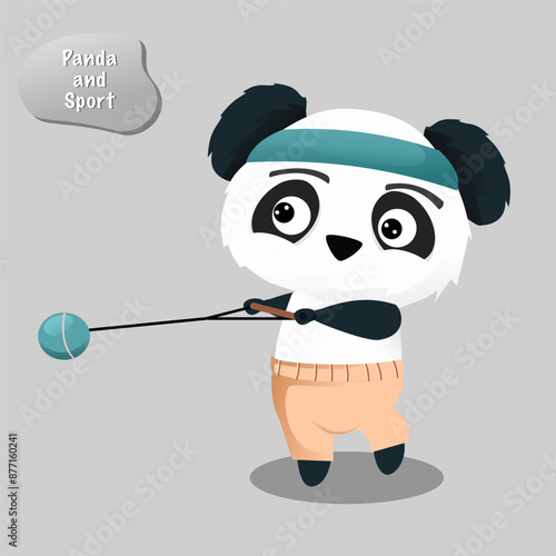 Panda do hammer throwing sport vector illustration
