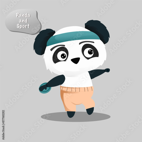 Pandas do throwing discus vector sport illustration