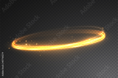Abstract light neon background. luminous circle. Luminous spiral cover. Wake wave, fire path trail line and swirl effect curve. Food isolated. space tunnel. Ellipse shimmery color. Orange glitter.