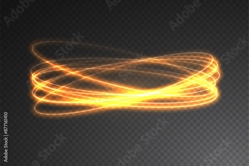 Abstract light neon background. luminous circle. Luminous spiral cover. Wake wave, fire path trail line and swirl effect curve. Food isolated. space tunnel. Ellipse shimmery color. Orange glitter.