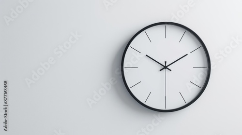 Wallpaper Mural Minimalist wall clock on a plain white background, showcasing simplicity, time, and modern design aesthetics. Perfect for contemporary spaces. Torontodigital.ca
