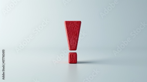 Minimalistic image of a red exclamation mark on a neutral background, symbolizing alert, emphasis, or important information.