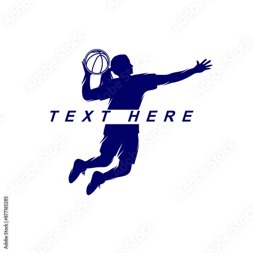 logo of a female basketball player throwing the ball with one hand vector illustration