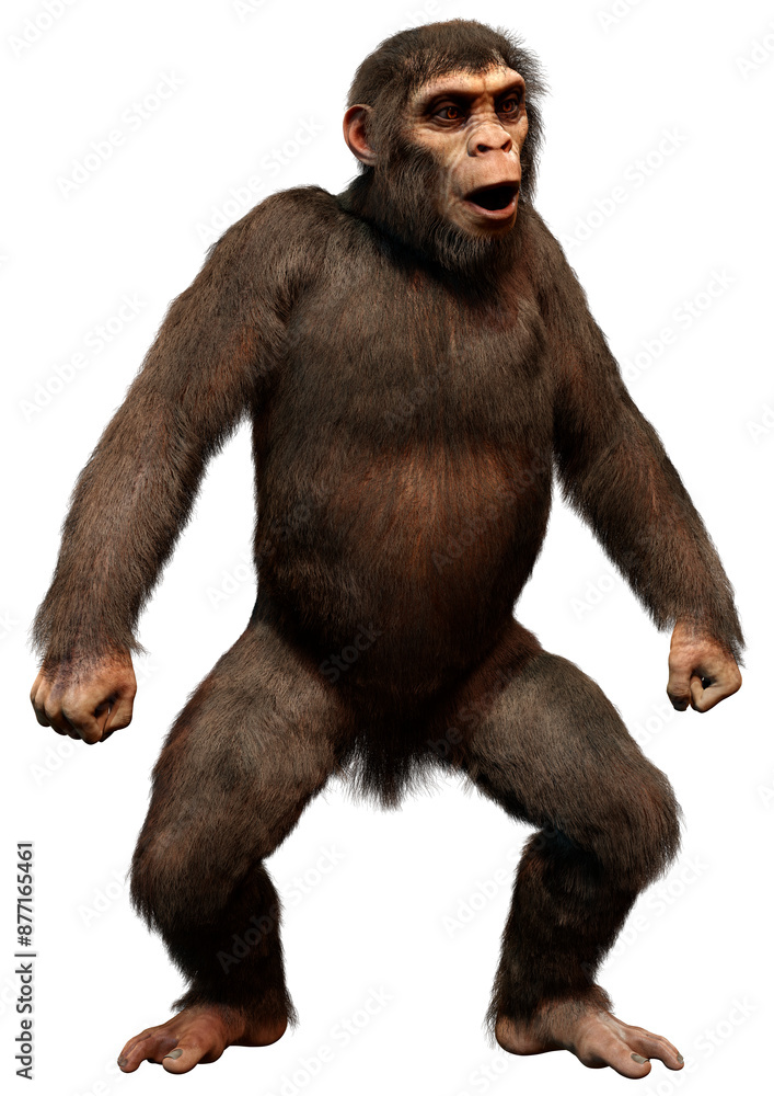 3D Rendering Chimpanzee on White