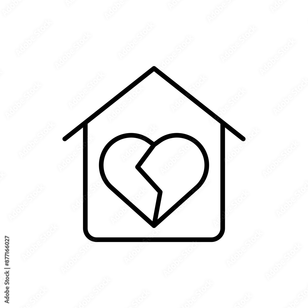 Divorce house outline icons, minimalist vector illustration ,simple transparent graphic element .Isolated on white background Divorce house outline icons, minimalist vector illustration ,simple transparent graphic element .Isolated on white background