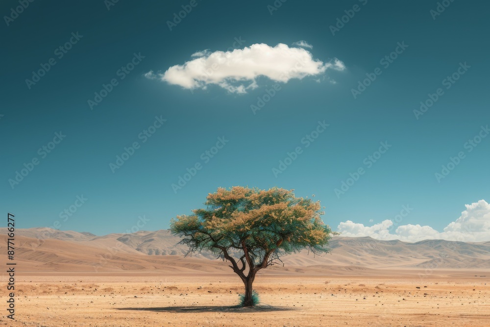 Solitary Tree in Desert Landscape Solitary Tree in Desert Landscape