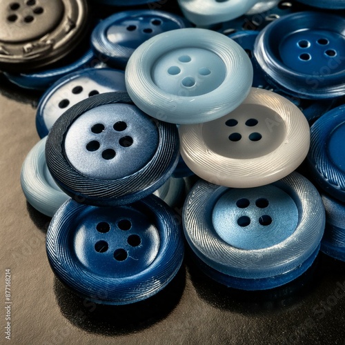 A collection of blue buttons stacked on top of each other. Versatile and useful for various design projects. 