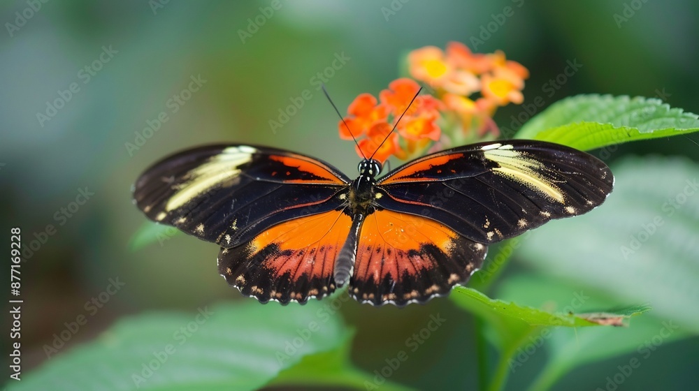 A Close-Up of a Beautiful Black, Orange and White Butterfly A Close-Up of a Beautiful Black, Orange and White Butterfly
