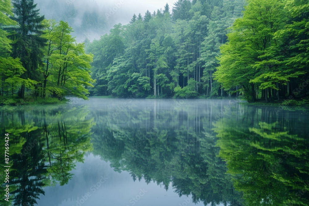 Fototapeta premium Serene Forest Lake Reflection
