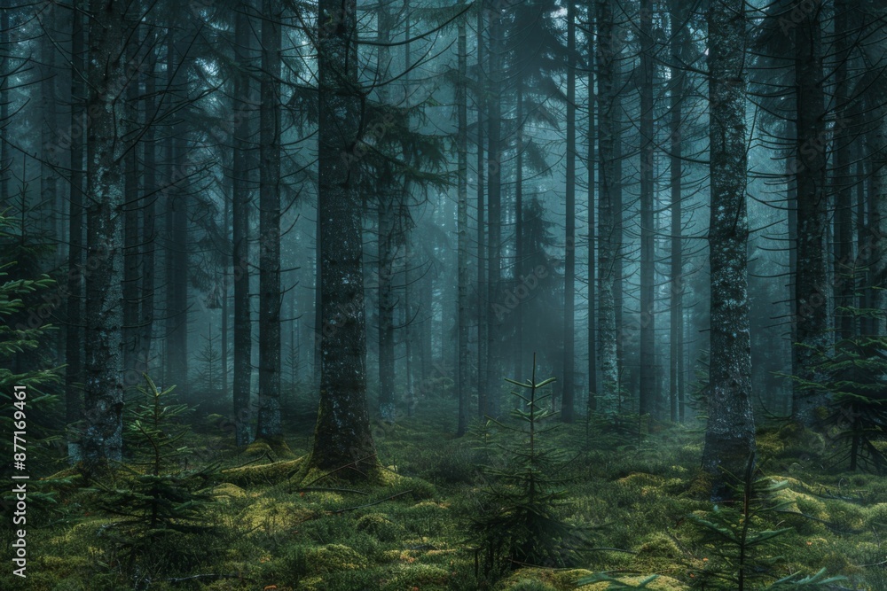 Obraz premium Misty forest scene